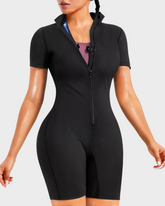 Women's Minimalist Zipper Mock Neck Shapewear Sweat Suit
