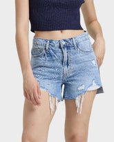 High Rise Stretch Denim Shorts