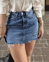 High Waist Denim Skirt | Button Front Design