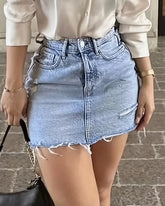 High Waist Denim Skirt | Button Front Design