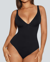V Neck Tummy Control Thong Bodysuit Shapewear