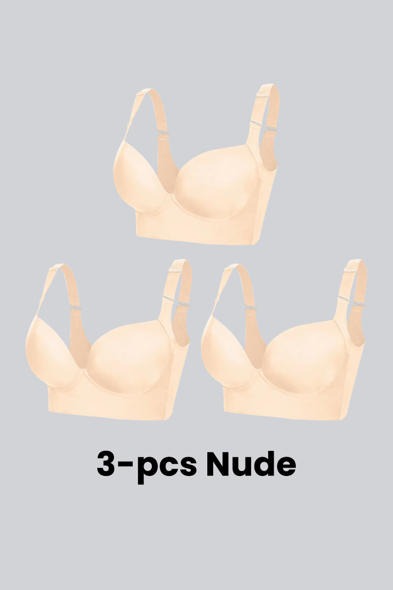 Woobilly Full-Coverage Smooth Back Bra for Women 3 Pcs Beige