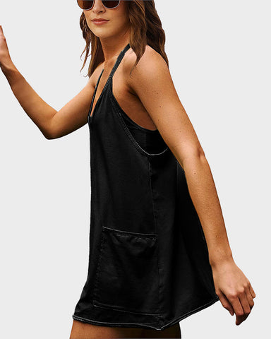 Woobilly Casual Sleeveless Mini Dress With Built-In Shorts