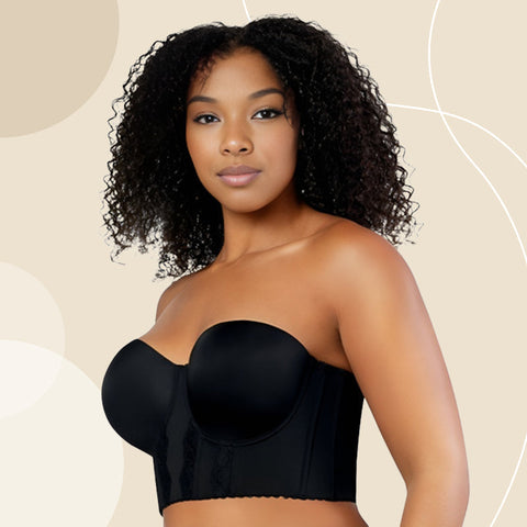 Woobilly®STRAPLESS LONG LINE BUSTIER BRA-BLACK