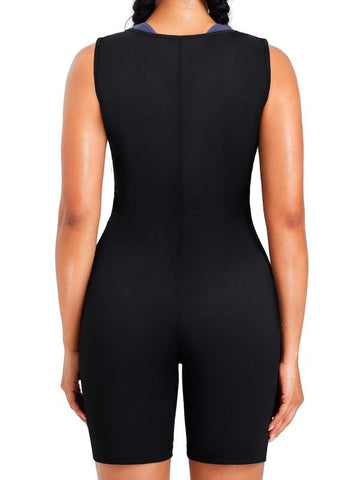 Women's Solid Zip Up Sauna Shapewear Bodysuit