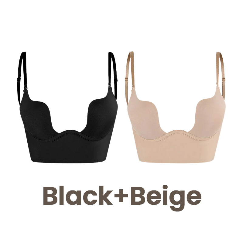 Woobilly®Low Back Secret Plunge Bra - Black+Beige+White (3 Pack)