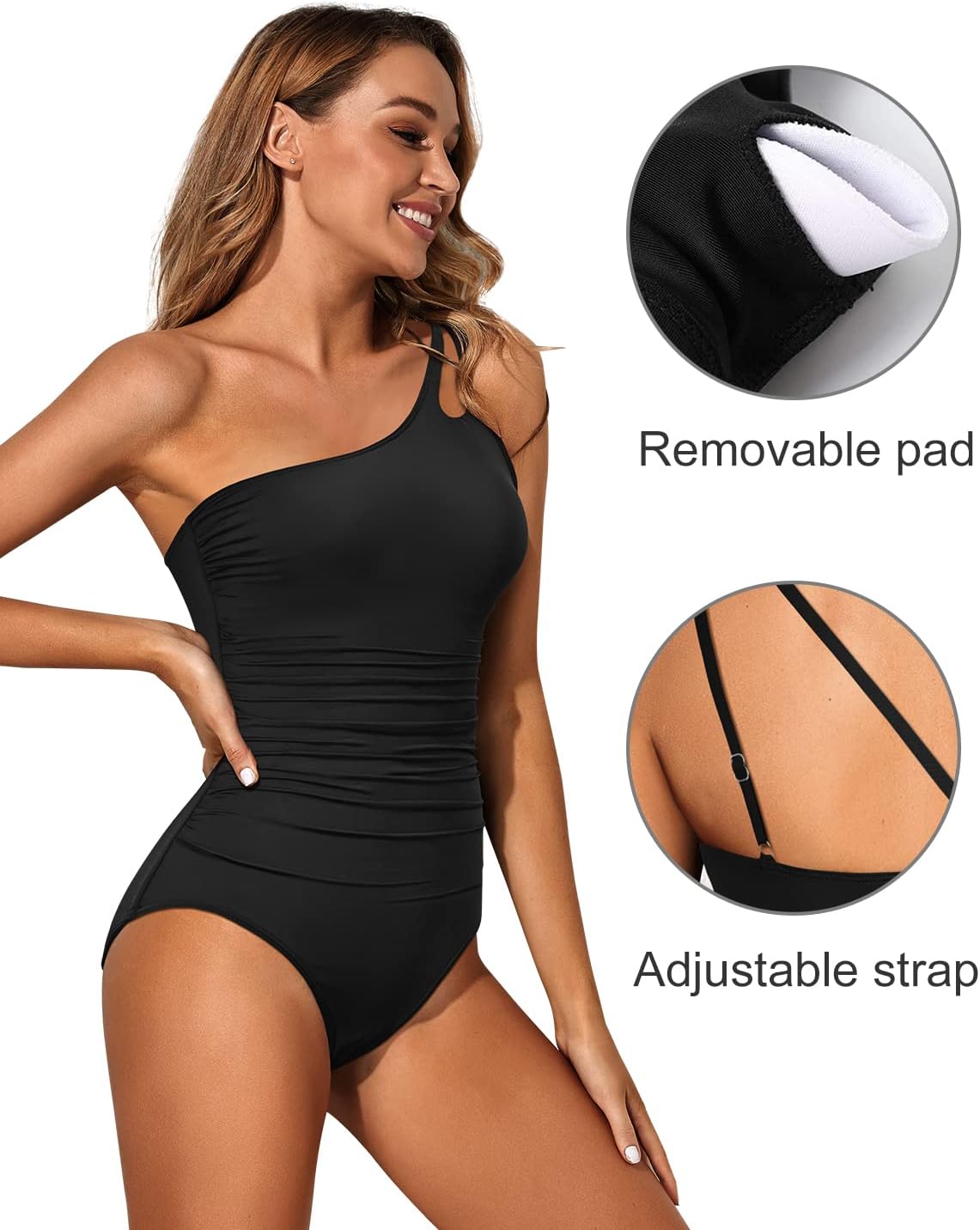 Woobilly® One Shoulder Tummy Control One Piece  Swimsuit