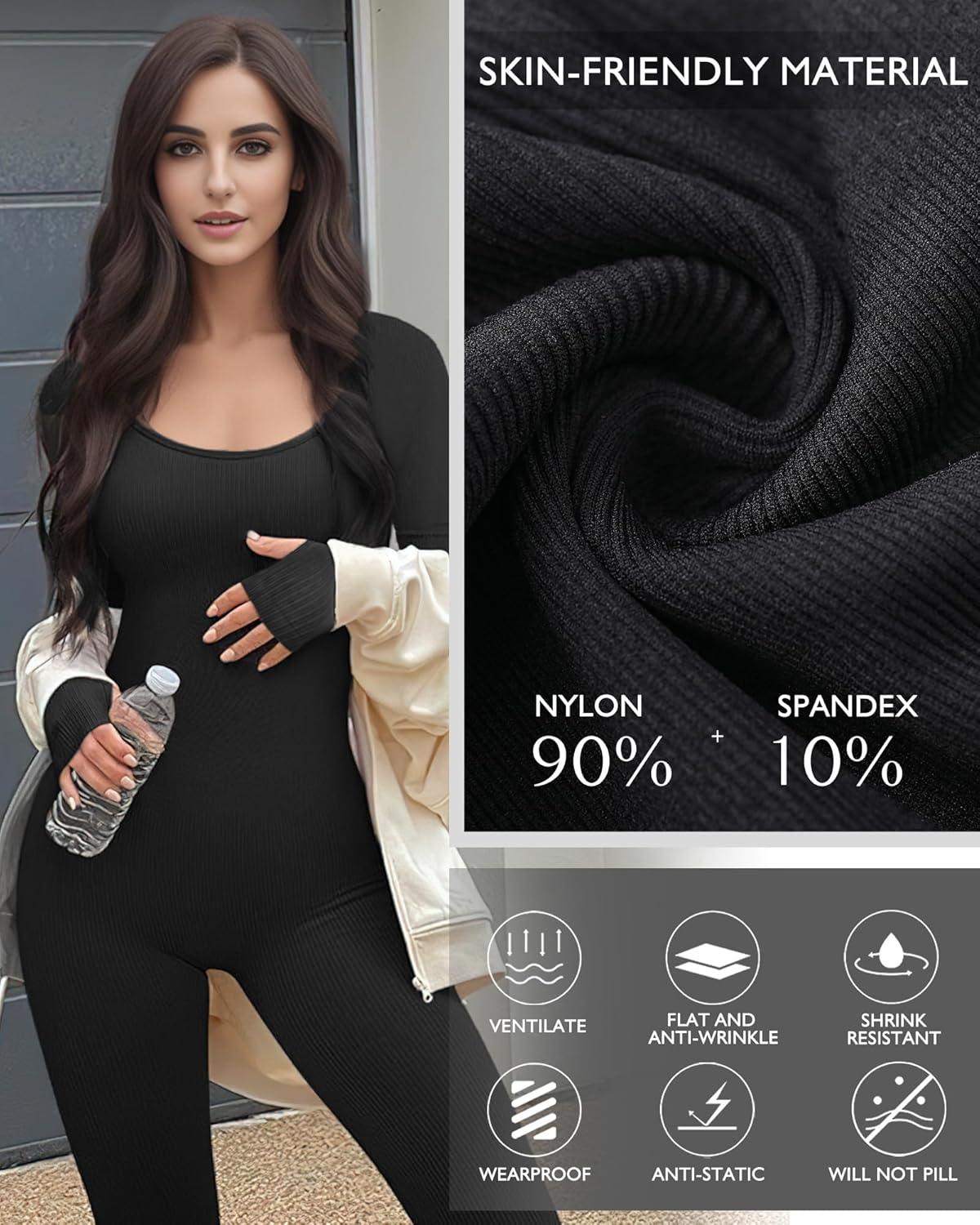 Seamless Long Sleeve Full Body Shaper Jumpsuit