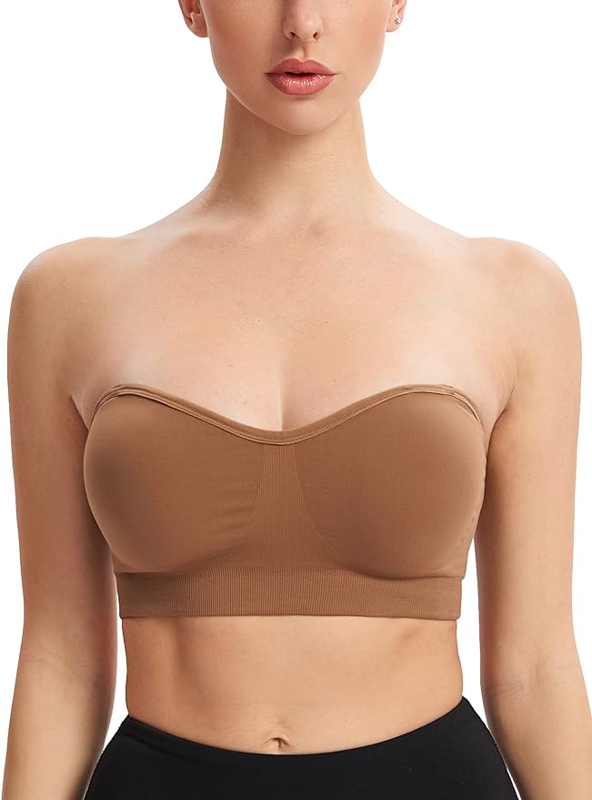 Woobilly®Non-Slip Silicone Padded Bandeau Bra Tube Top Bra