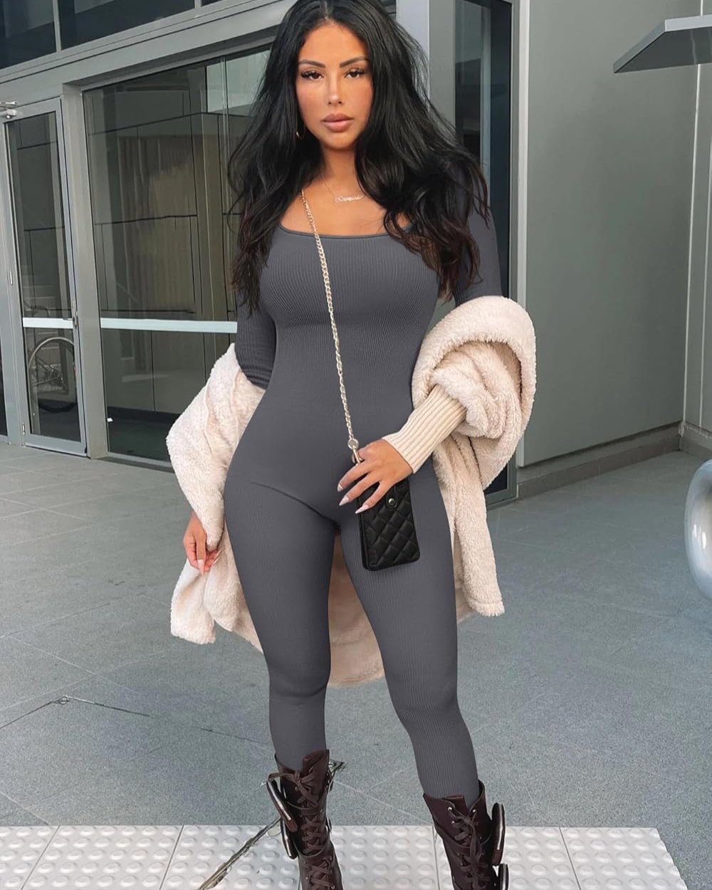 Seamless Long Sleeve Full Body Shaper Jumpsuit