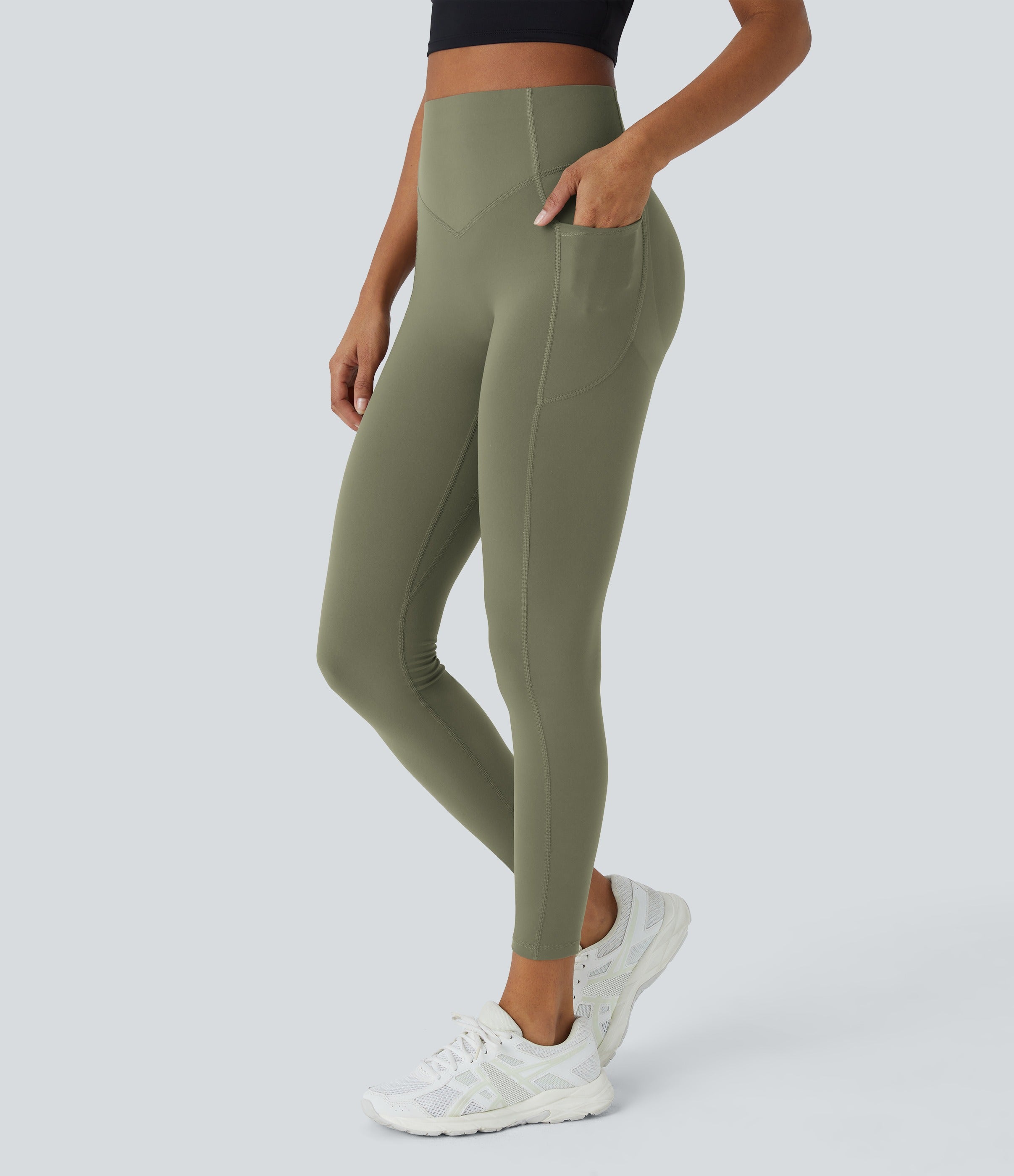 Woobilly High Waisted Butt Lifting Tummy Control Side Pocket Shaping Leggings (Buy 1 Get 1 Free)