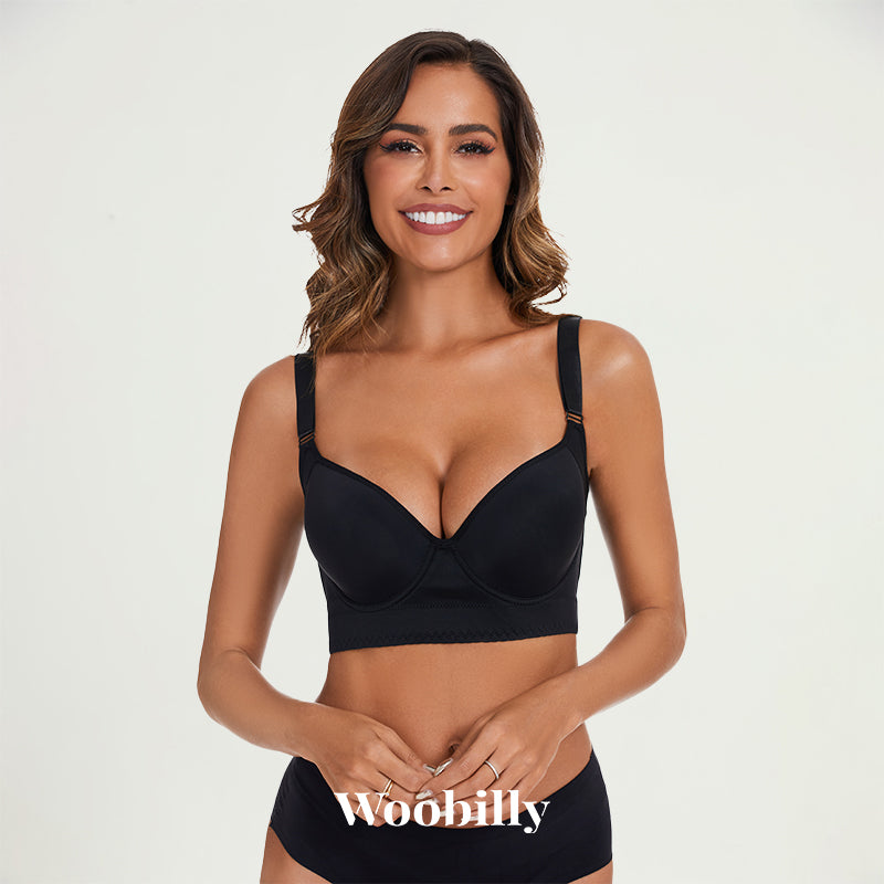 ADovz Woobilly Deep Cup Bra Hide Back Fat, with Shapewear Incorporated Push  Up Sports t Shirts Bras (Black,34/75C) at  Women's Clothing store