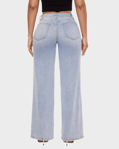 Mid-Low Rise Stretch Baggy Wide-Leg Jeans
