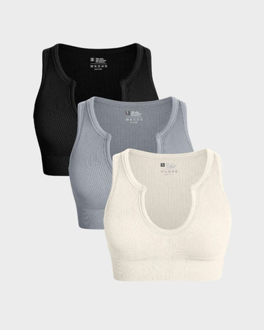 Ribbed Removable Bra Crop Tank