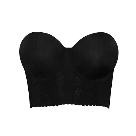 Woobilly®STRAPLESS LONG LINE BUSTIER BRA-BLACK