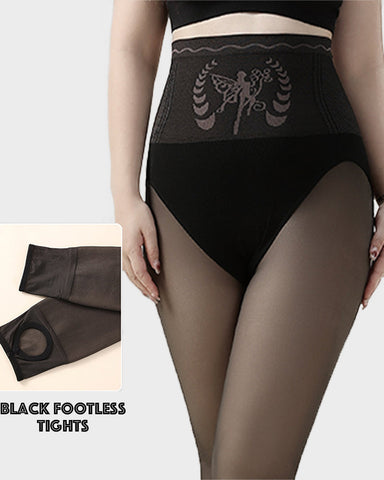 Woobilly® High Waist Fleece Lined Sheer Black Tights