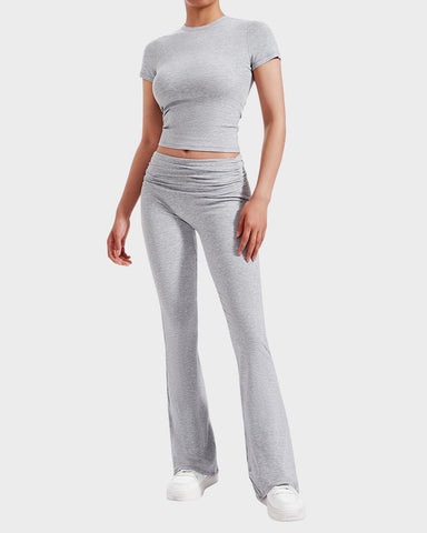 Women's 2-Piece Lounge Set: Tops & Flare Pants