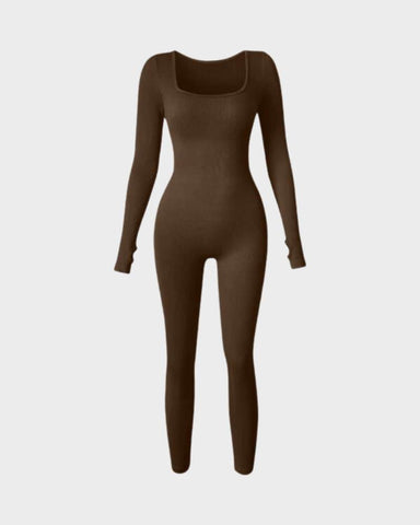 Long Sleeve Square Neck Full Body Shaper Jumpsuit