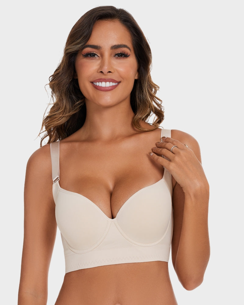 Woobilly Full-Coverage Smooth Back Bra for Women-2Pcs Beige