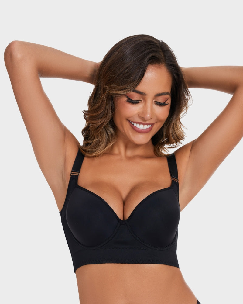 Woobilly Full-Coverage Smooth Back Bra for Women-black