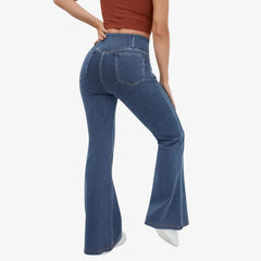 High Waisted Crossover Casual Super Flare Jeans