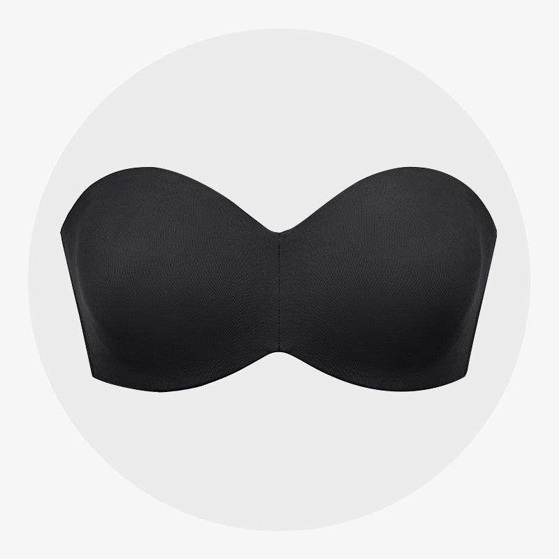 Full Support Non-Slip Convertible Bandeau Bra-Black - Woobilly