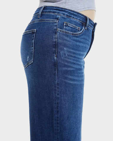 Mid-Low Rise Stretch Baggy Wide-Leg Jeans