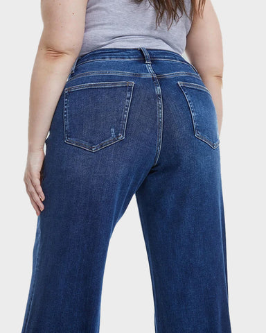 Mid-Low Rise Stretch Baggy Wide-Leg Jeans