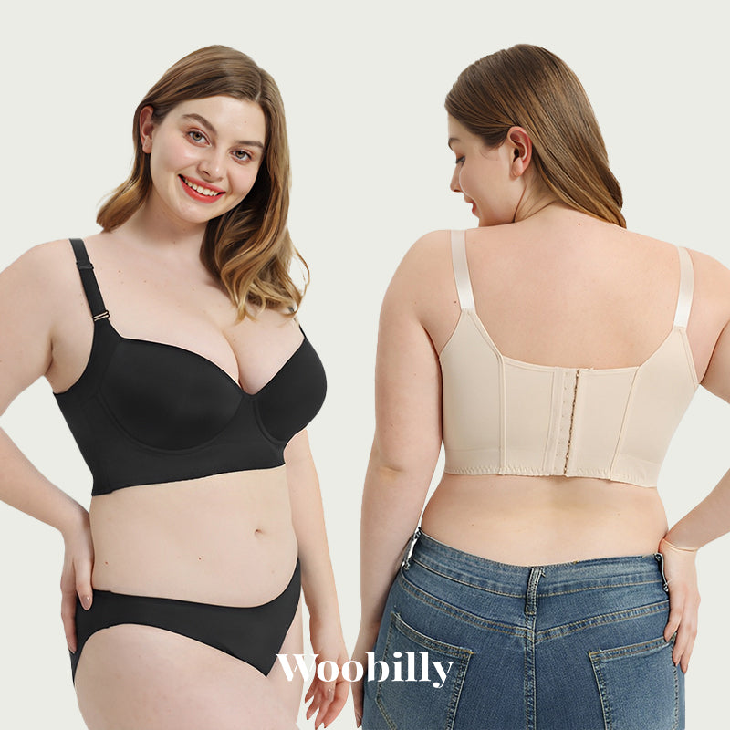Woobilly Deep Cup Bra Hide Back Fat,Full Back Coverage Bras for  Women,Corset Bra,No Back Fat Bras for Women (Color : Black+Skin Tone, Size  : 34/A75) at  Women's Clothing store
