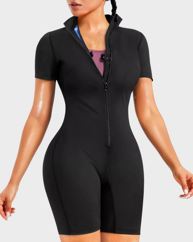 Women's Minimalist Zipper Mock Neck Shapewear  Sweat Suit