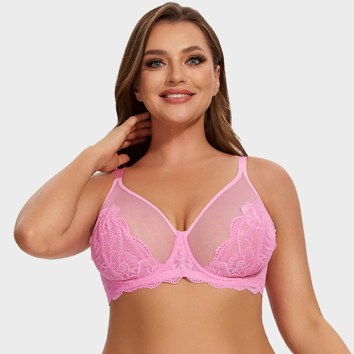 Woobilly® Full Coverage Lace Minimizer Bra - Mermaid Pink+Pink (2 PACK)