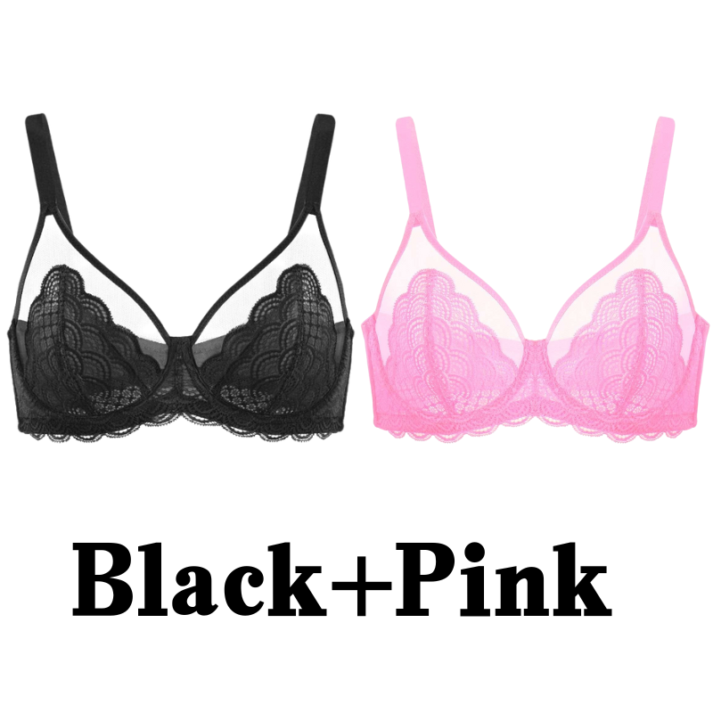 Woobilly®Full Coverage Lace Minimizer Bra - Mermaid Black+Black(2 PACK)