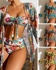 Women's 3pcs Tropical Print Bikinis