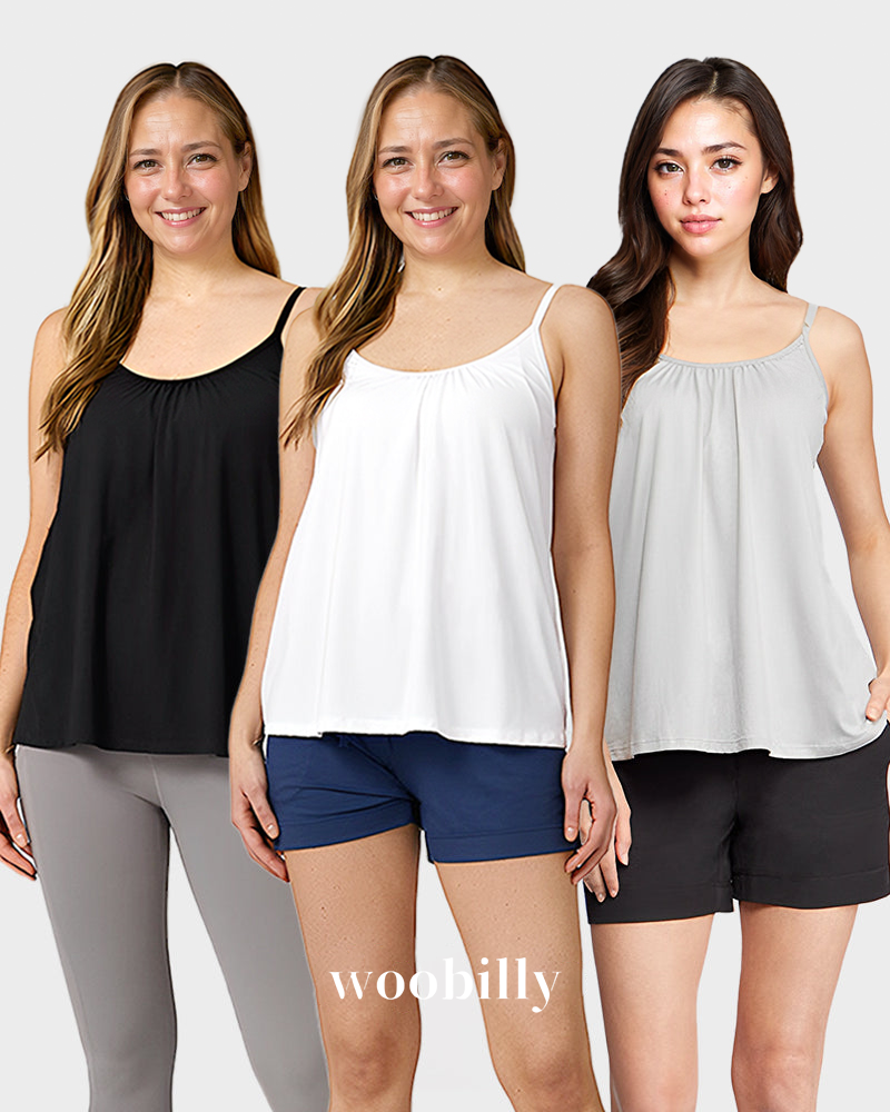 Women Camisole with Built-in Bra Cup Strap Supportive Padded Tank Top  Layering Cami Undershirt 