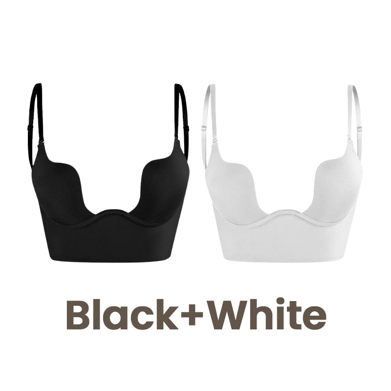 Woobilly®Low Back Secret Plunge Bra - Black+White (2 Pack)