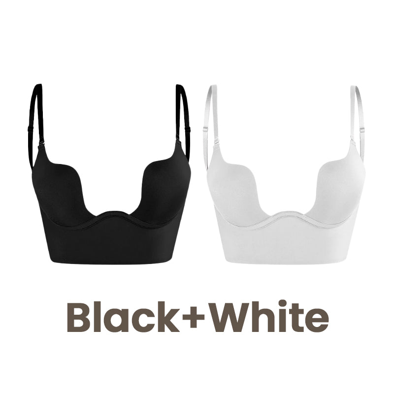 Woobilly®Low Back Secret Plunge Bra - Black+Beige+White (3 Pack)