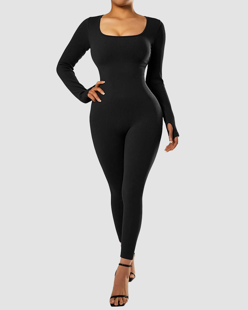 Seamless Long Sleeve Full Body Shaper Jumpsuit