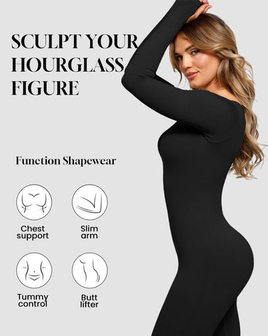 Seamless Long Sleeve Full Body Shaper Jumpsuit