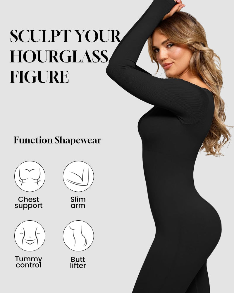 Seamless Long Sleeve Full Body Shaper Jumpsuit