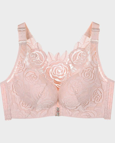 Rose Embroidery Front Closure Bra