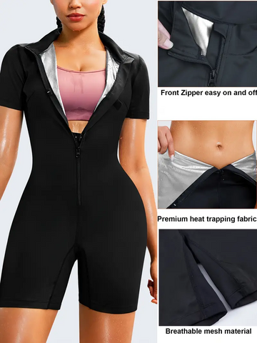 Women's Minimalist Zipper Mock Neck Shapewear  Sweat Suit