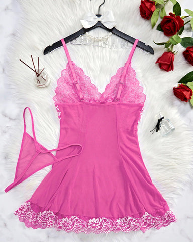 Sexy Sheer Lace Nightgown with G-String