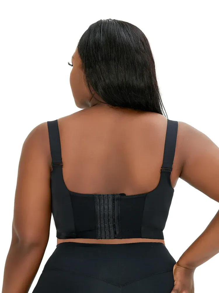 Front Closure Back Smoothing Bra-Black - Woobilly