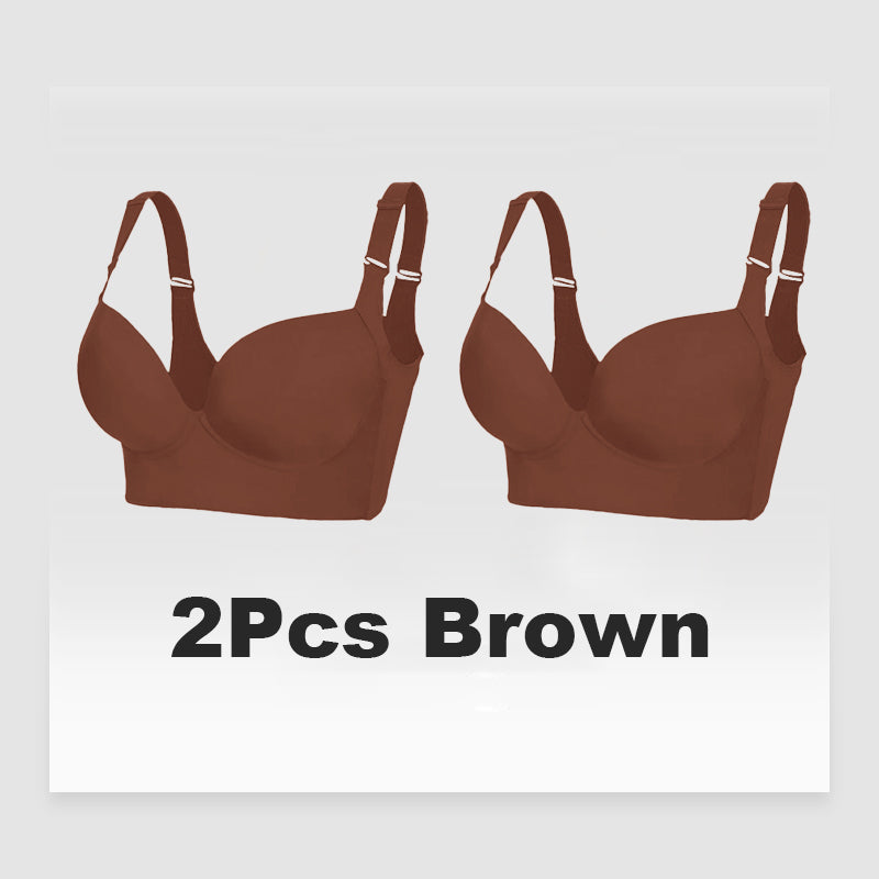 Push-Up Back Smoothing Bra for Women 2Pcs Brown