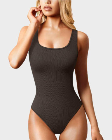 Wide Strap Backless Thong Bodysuit