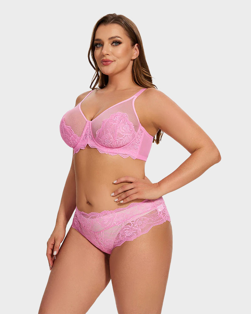 Woobilly® Full Coverage Lace Pink Minimizer Bra