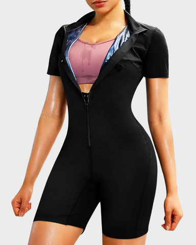 Women's Minimalist Zipper Mock Neck Shapewear  Sweat Suit