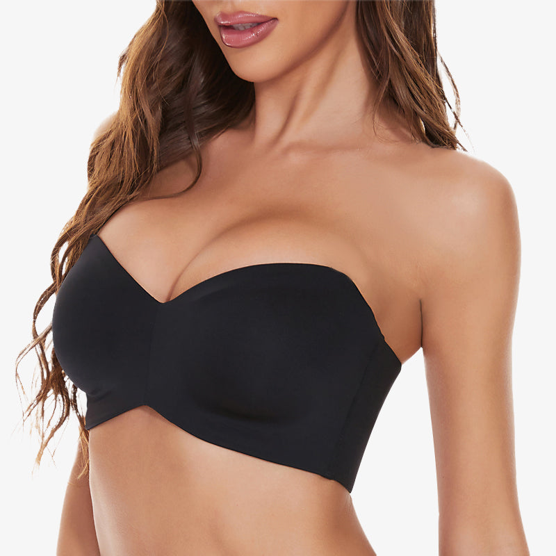 Camille Womens Underwired Black Bandeau Cup T-Shirt Multiway Strapless  Everyday Bra