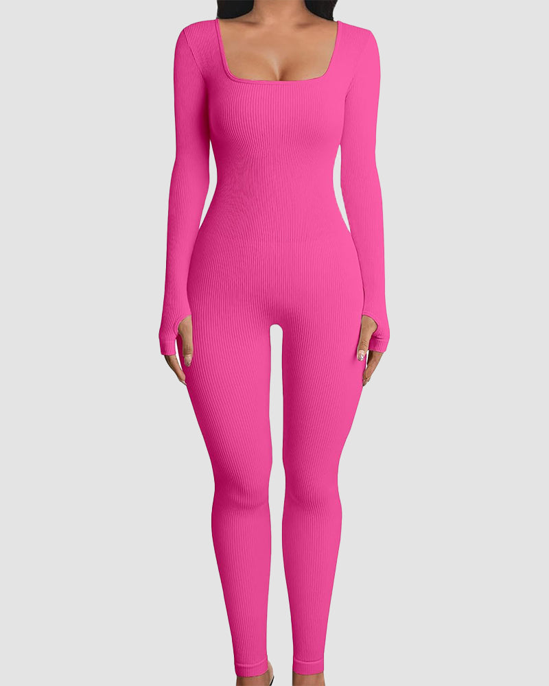 Seamless Long Sleeve Full Body Shaper Jumpsuit