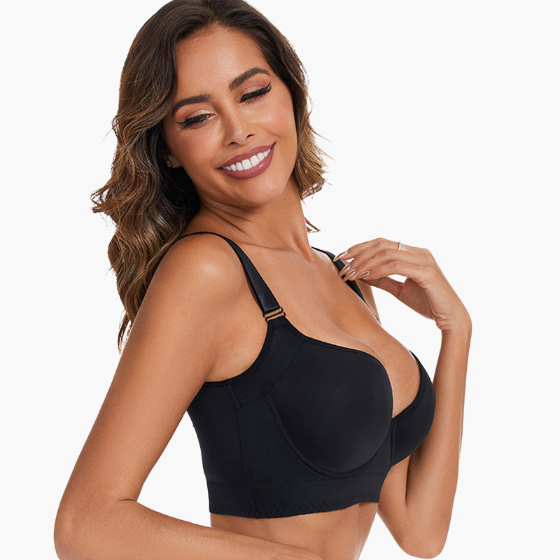 Push-Up Back Smoothing Bra 2 Pcs Black+Brown